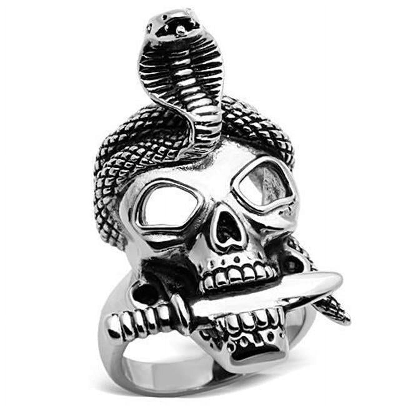 Men High Polished Stainless Steel Ring with Epoxy in Jet - Size 9
