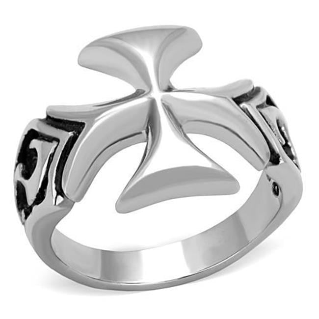 Men High Polished Stainless Steel Ring with Epoxy in Jet - Size 8