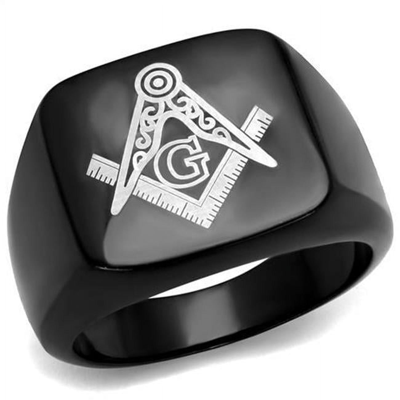 Men IP Black Stainless Steel Ring with No Stone in No Stone - Size 8