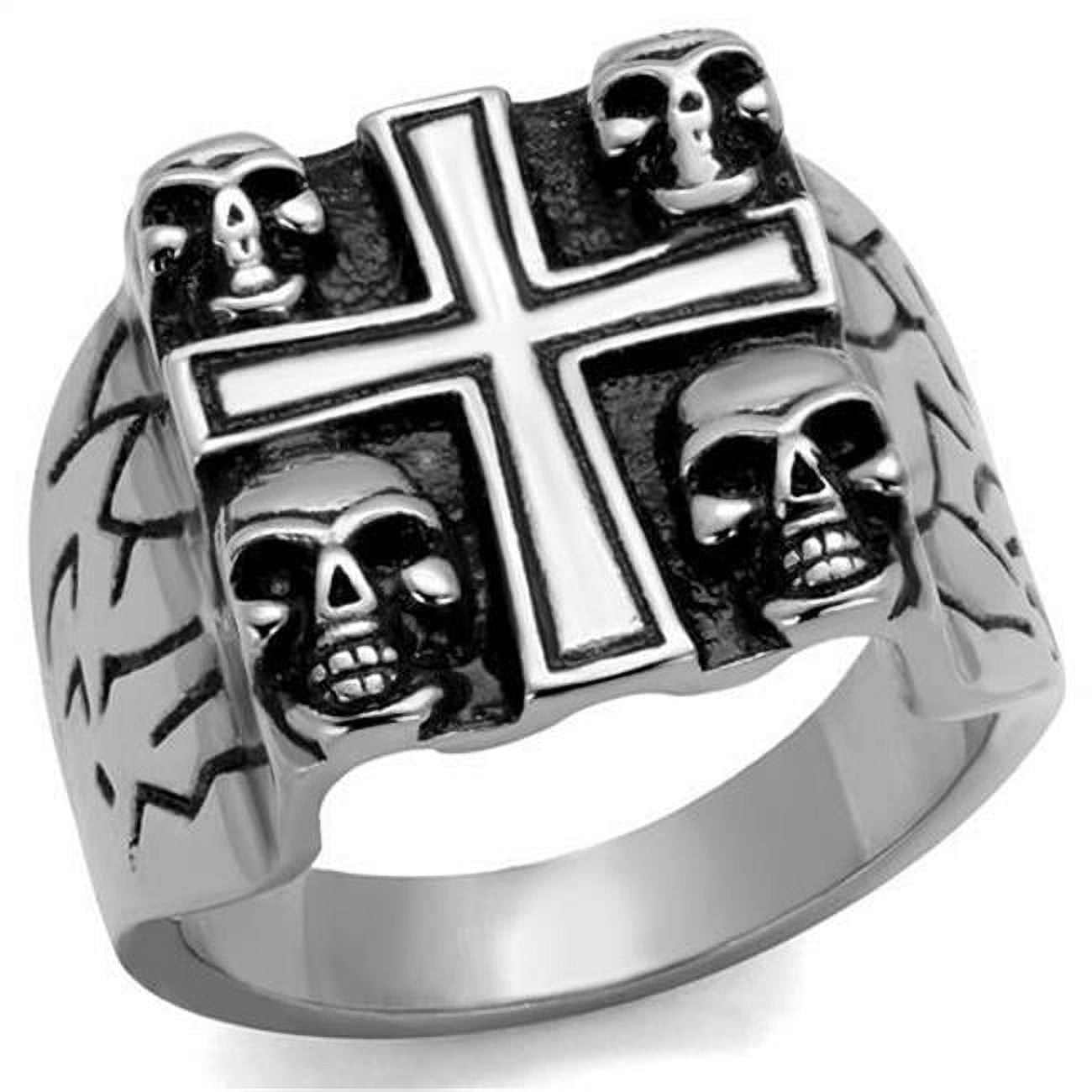 Men High Polished Stainless Steel Ring with Epoxy in Jet - Size 11
