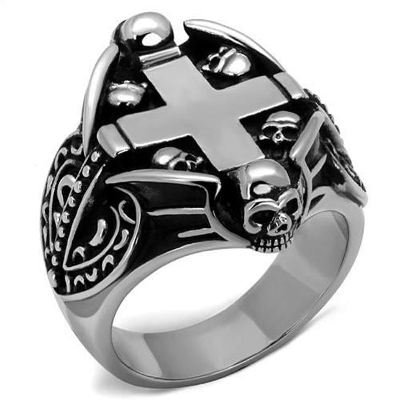 Men High Polished Stainless Steel Ring with Epoxy in Jet - Size 8