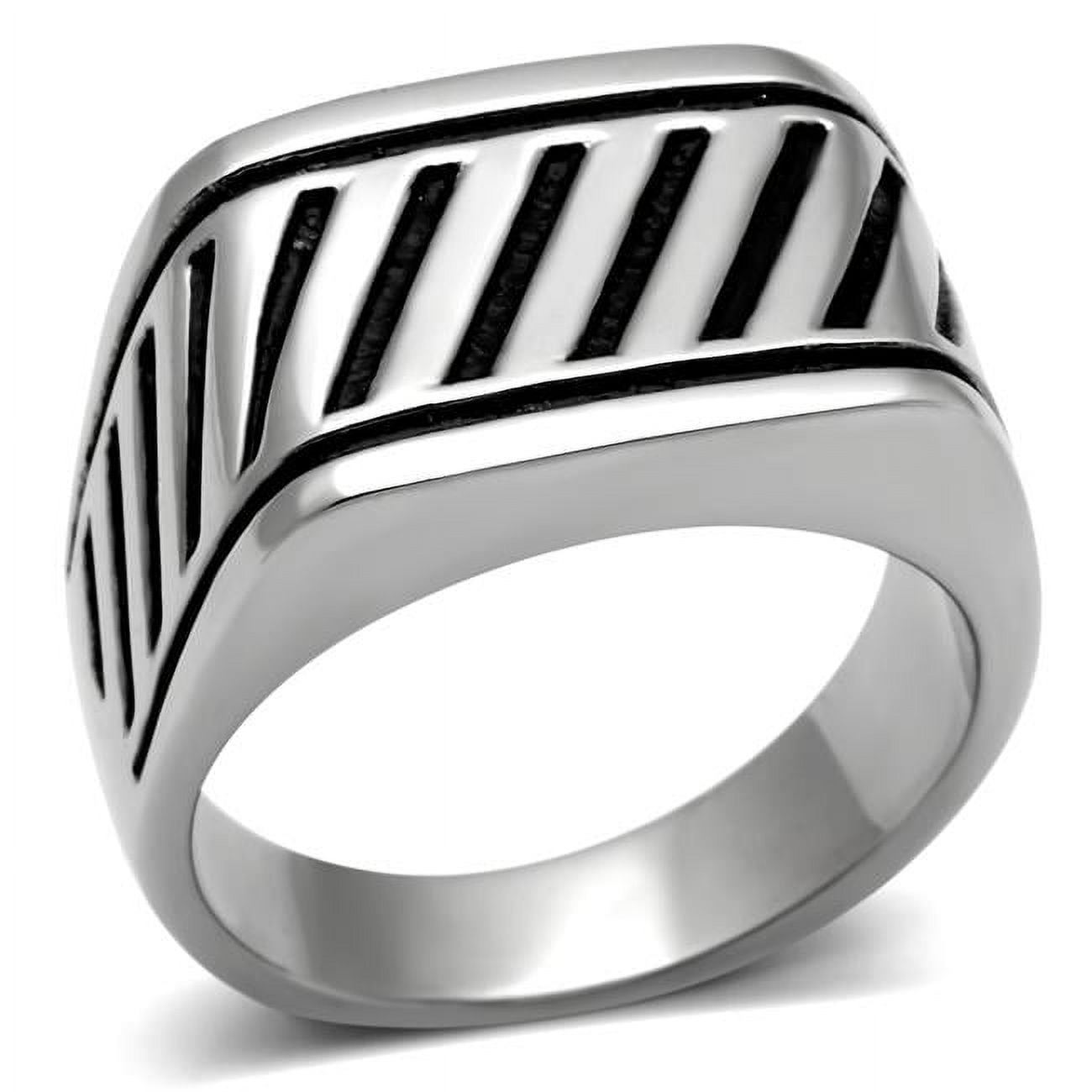 TK380-8 Men High Polished Stainless Steel Ring with No Stone in No Stone - Size 8