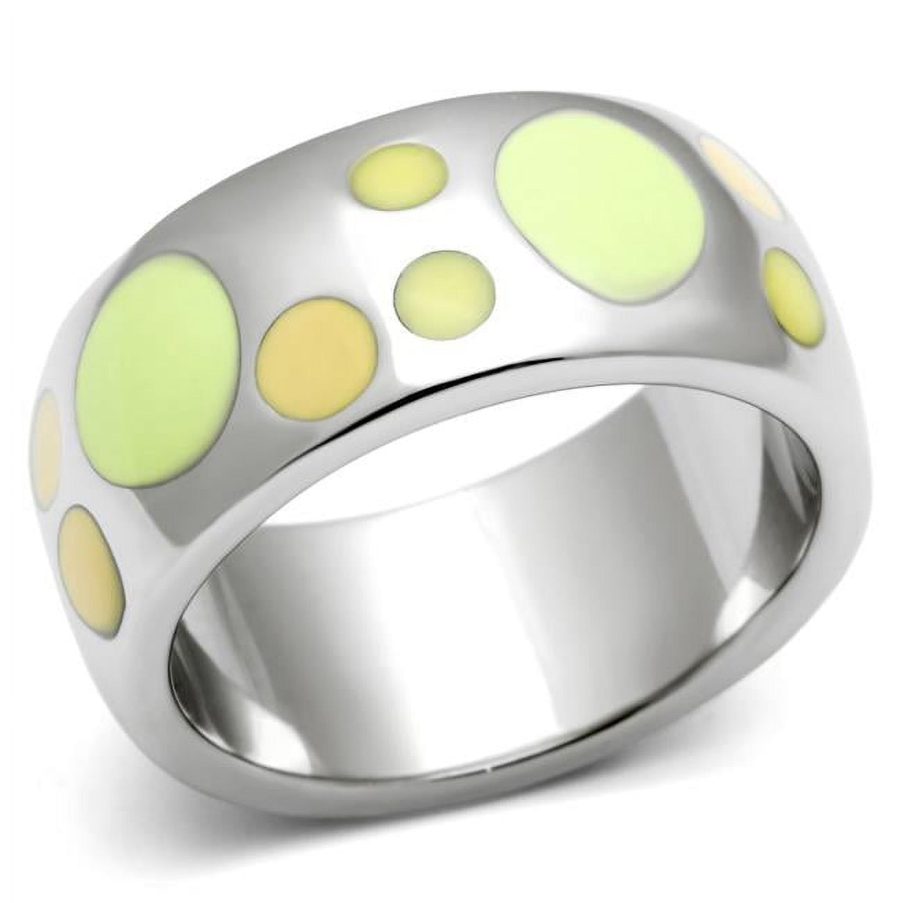 Women High Polished Stainless Steel Ring with Epoxy in Multi Color - Size 7
