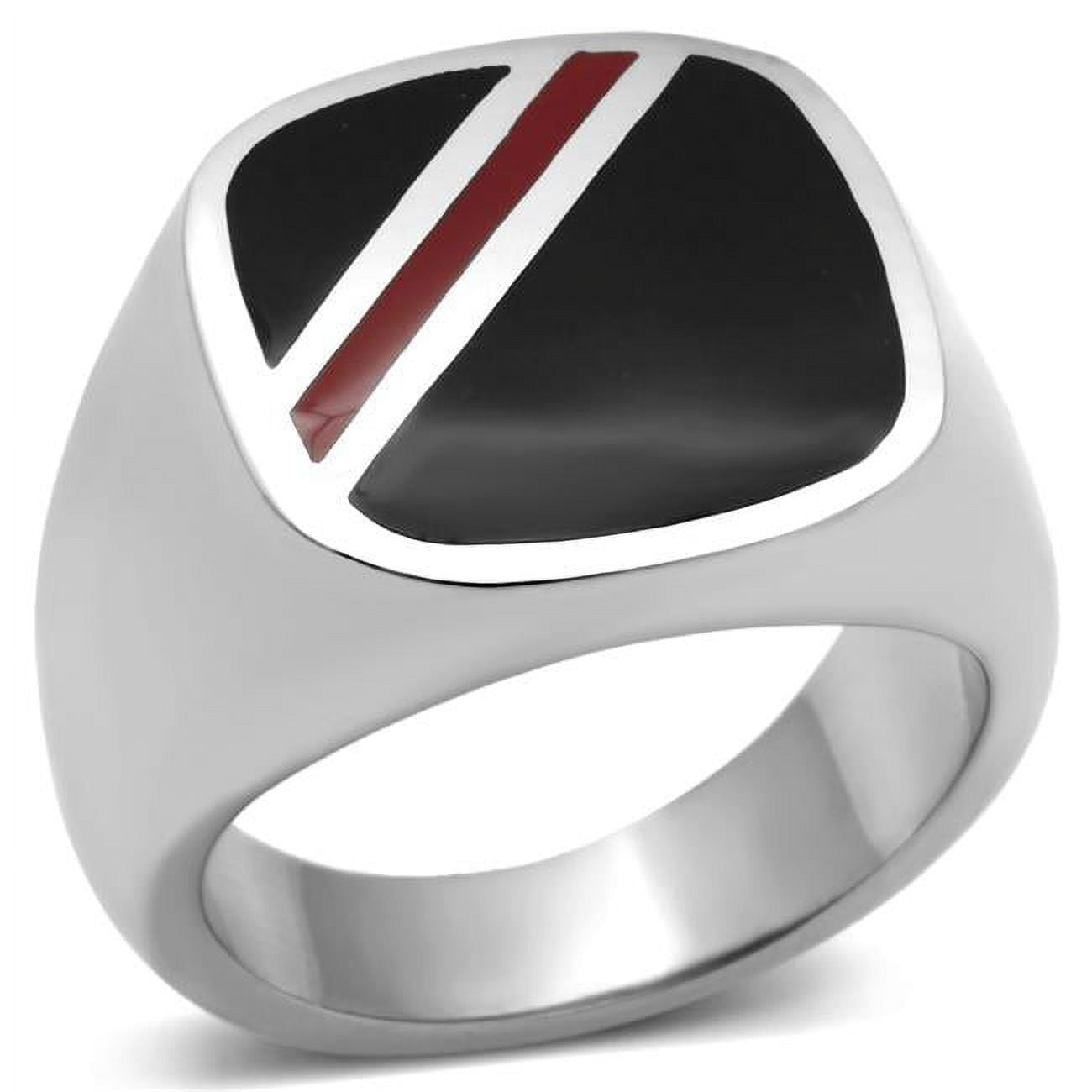 Men High Polished Stainless Steel Ring with Epoxy in Multi Color - Size 12