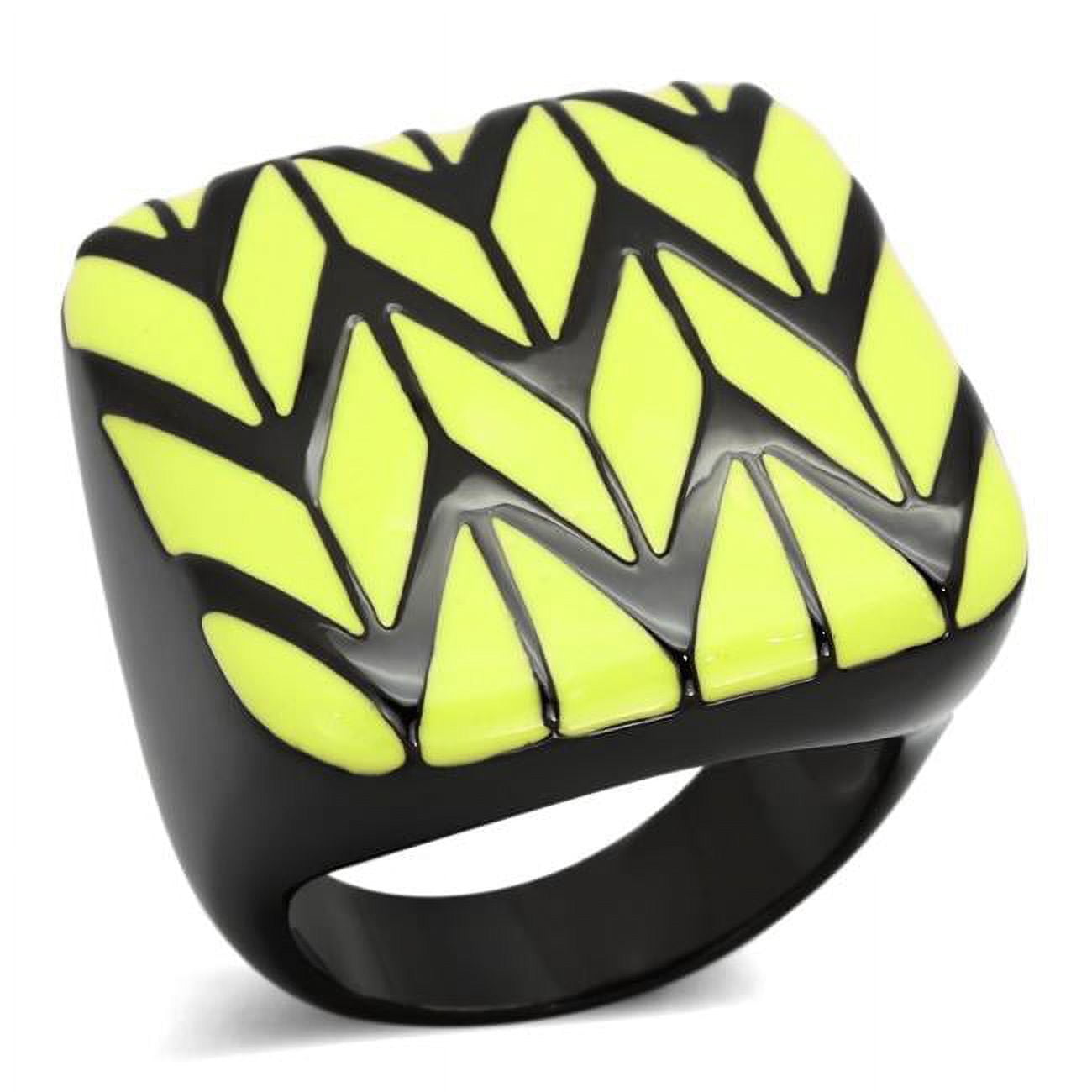 Women IP Black Stainless Steel Ring with Epoxy in Topaz - Size 9