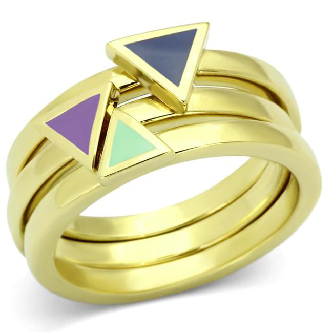 Women IP Gold Stainless Steel Ring with Epoxy in Multi Color - Size 5