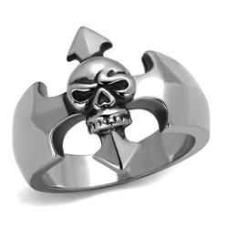 Men High Polished Stainless Steel Ring with Epoxy in Jet - Size 10