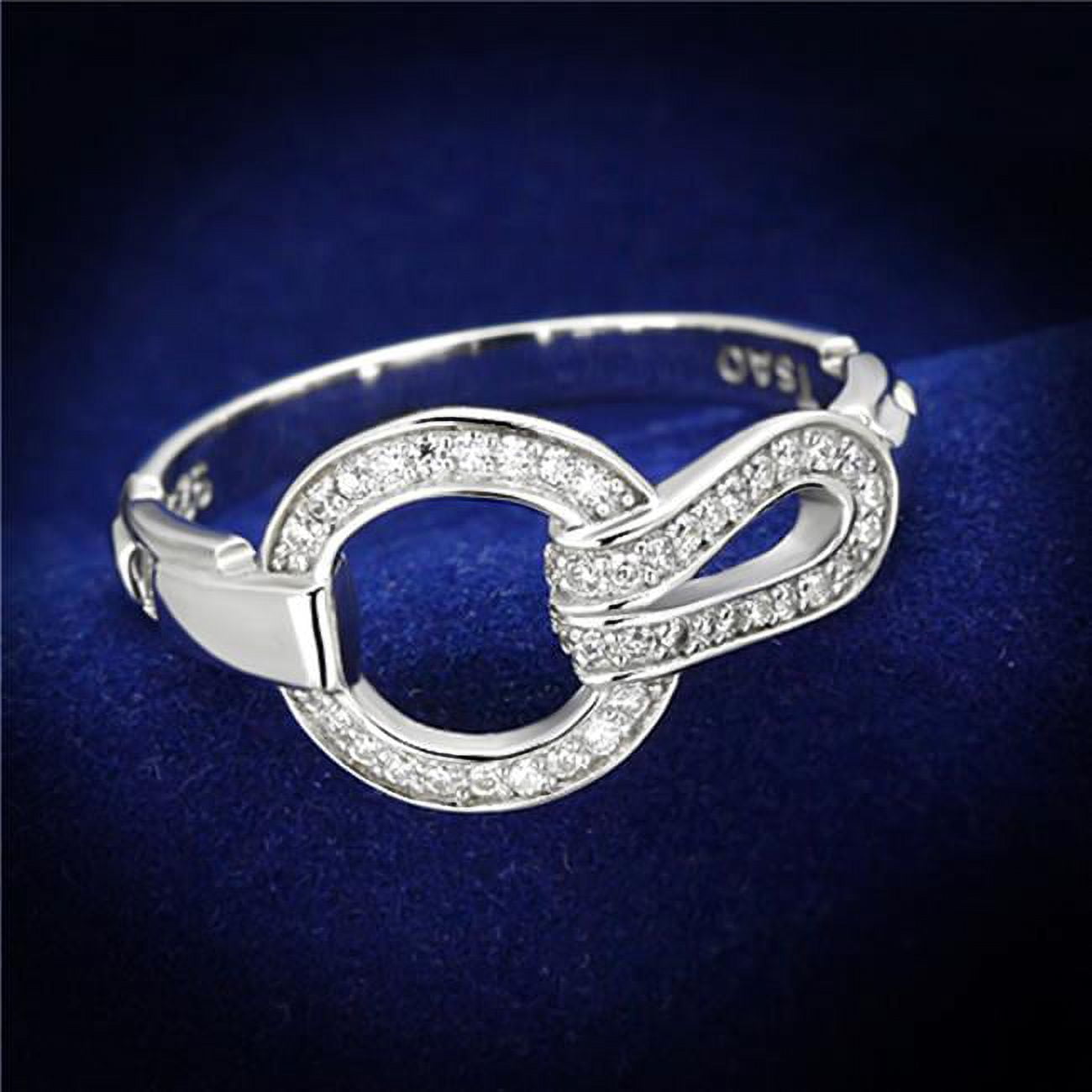 TS105-8 Women Rhodium 925 Sterling Silver Ring with AAA Grade CZ in Clear - Size 8