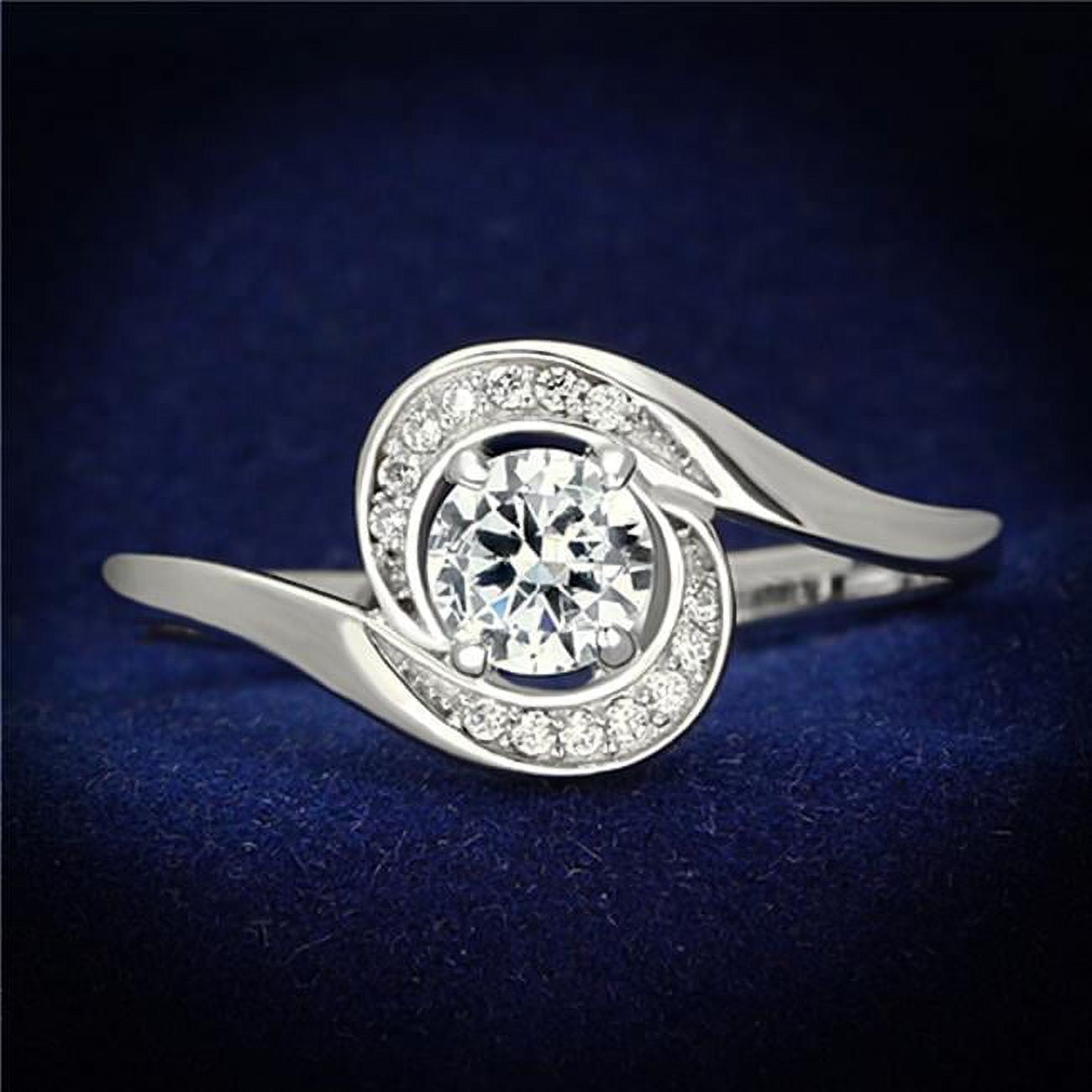 TS116-7 Women Rhodium 925 Sterling Silver Ring with AAA Grade CZ in Clear - Size 7
