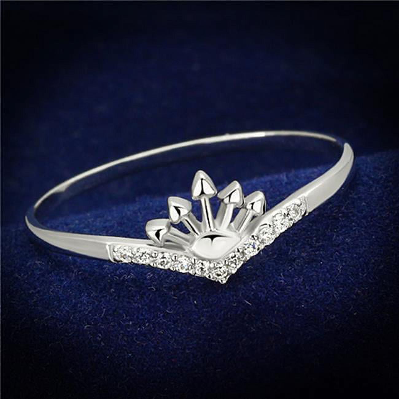 TS120-9 Women Rhodium 925 Sterling Silver Ring with AAA Grade CZ in Clear - Size 9