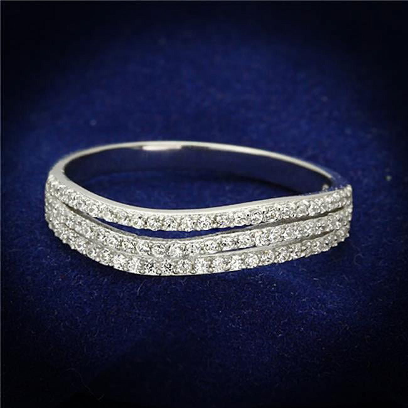 TS135-5 Women Rhodium 925 Sterling Silver Ring with AAA Grade CZ in Clear - Size 5
