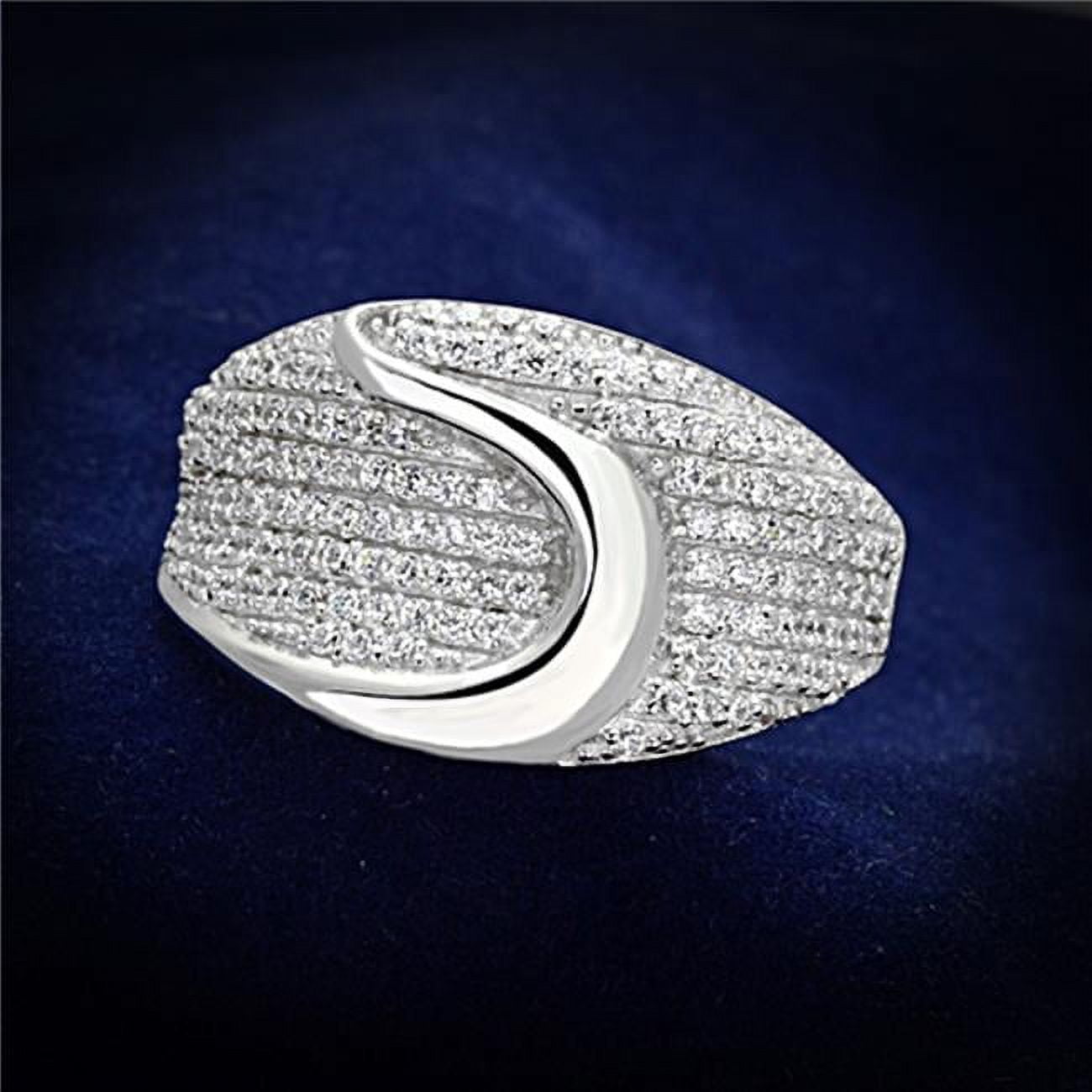 TS148-9 Women Rhodium 925 Sterling Silver Ring with AAA Grade CZ in Clear - Size 9