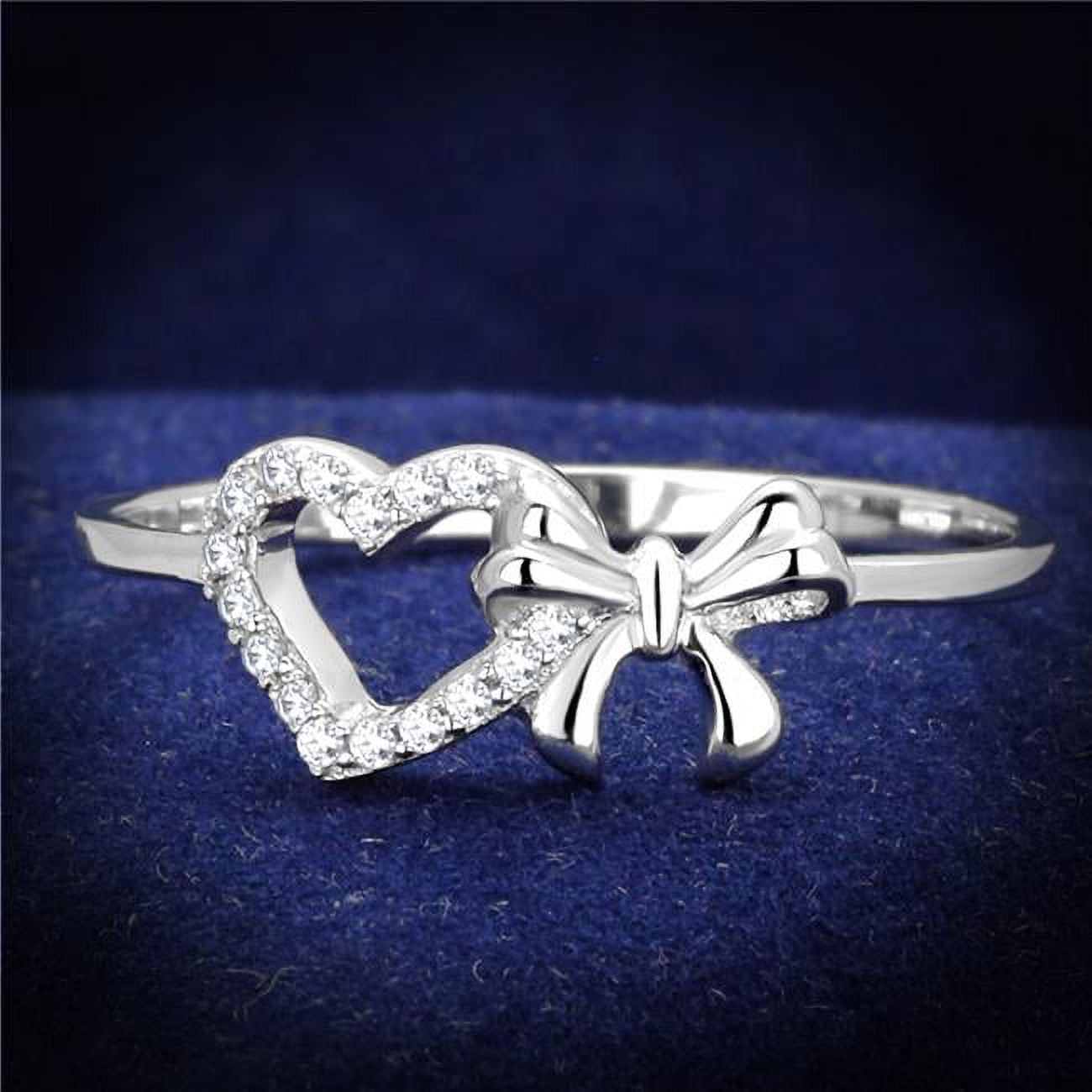 TS195-7 Women Rhodium 925 Sterling Silver Ring with AAA Grade CZ in Clear - Size 7