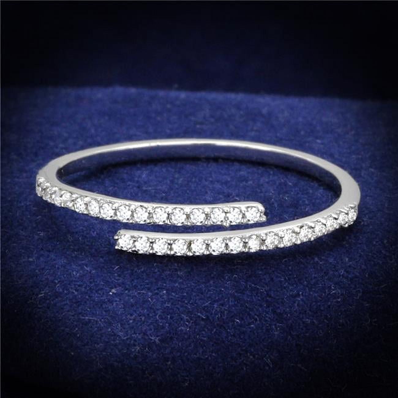 TS204-7 Women Rhodium 925 Sterling Silver Ring with AAA Grade CZ in Clear - Size 7