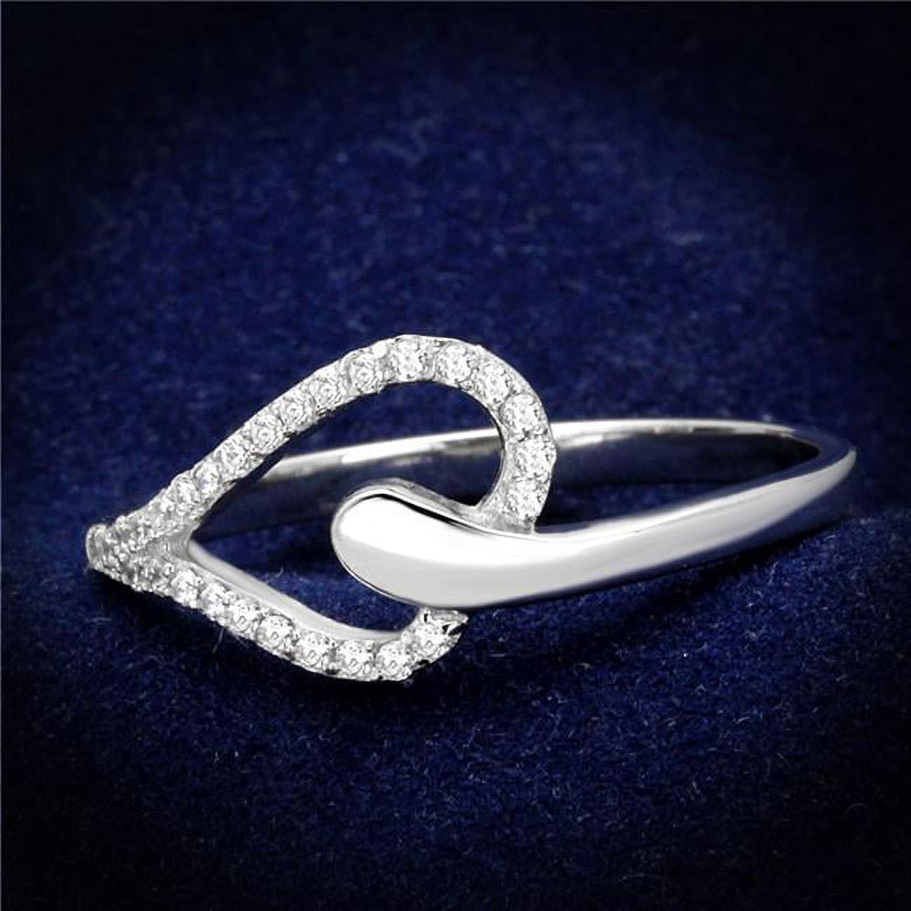 TS269-8 Women Rhodium 925 Sterling Silver Ring with AAA Grade CZ in Clear - Size 8