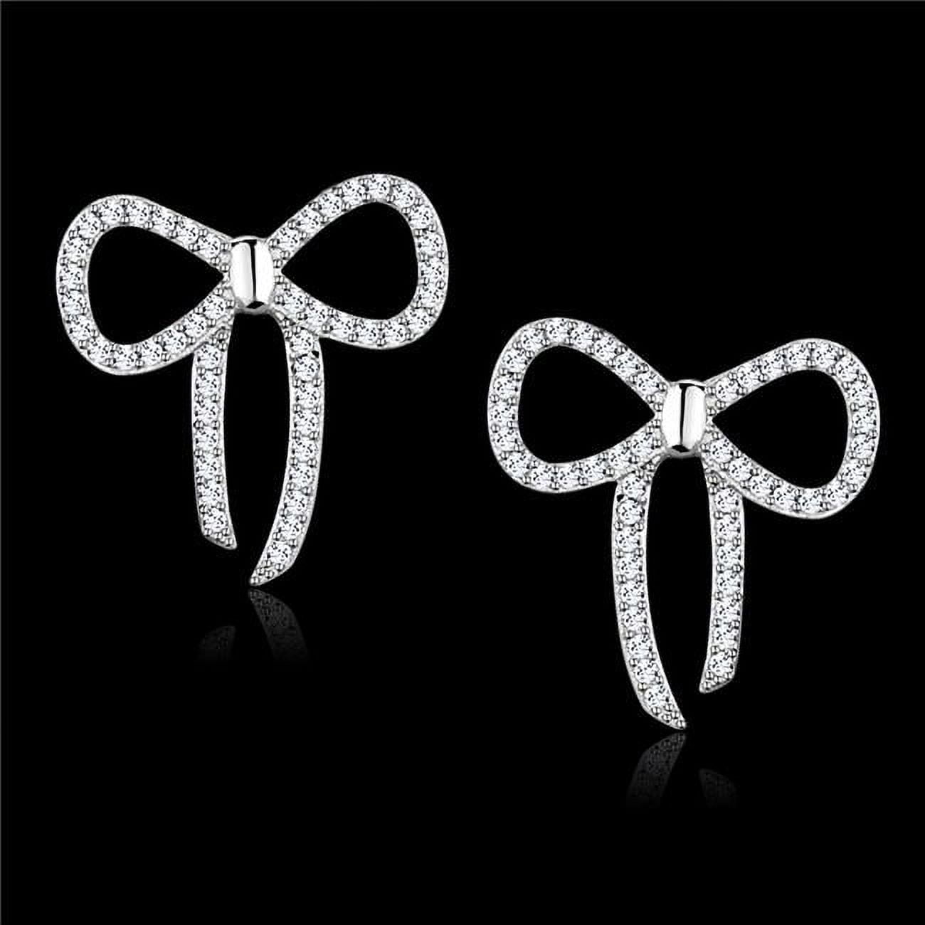 TS289 Women Rhodium 925 Sterling Silver Earrings with AAA Grade CZ in Clear