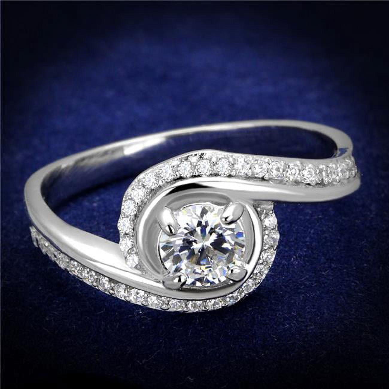 TS397-9 Women Rhodium 925 Sterling Silver Ring with AAA Grade CZ in Clear - Size 9