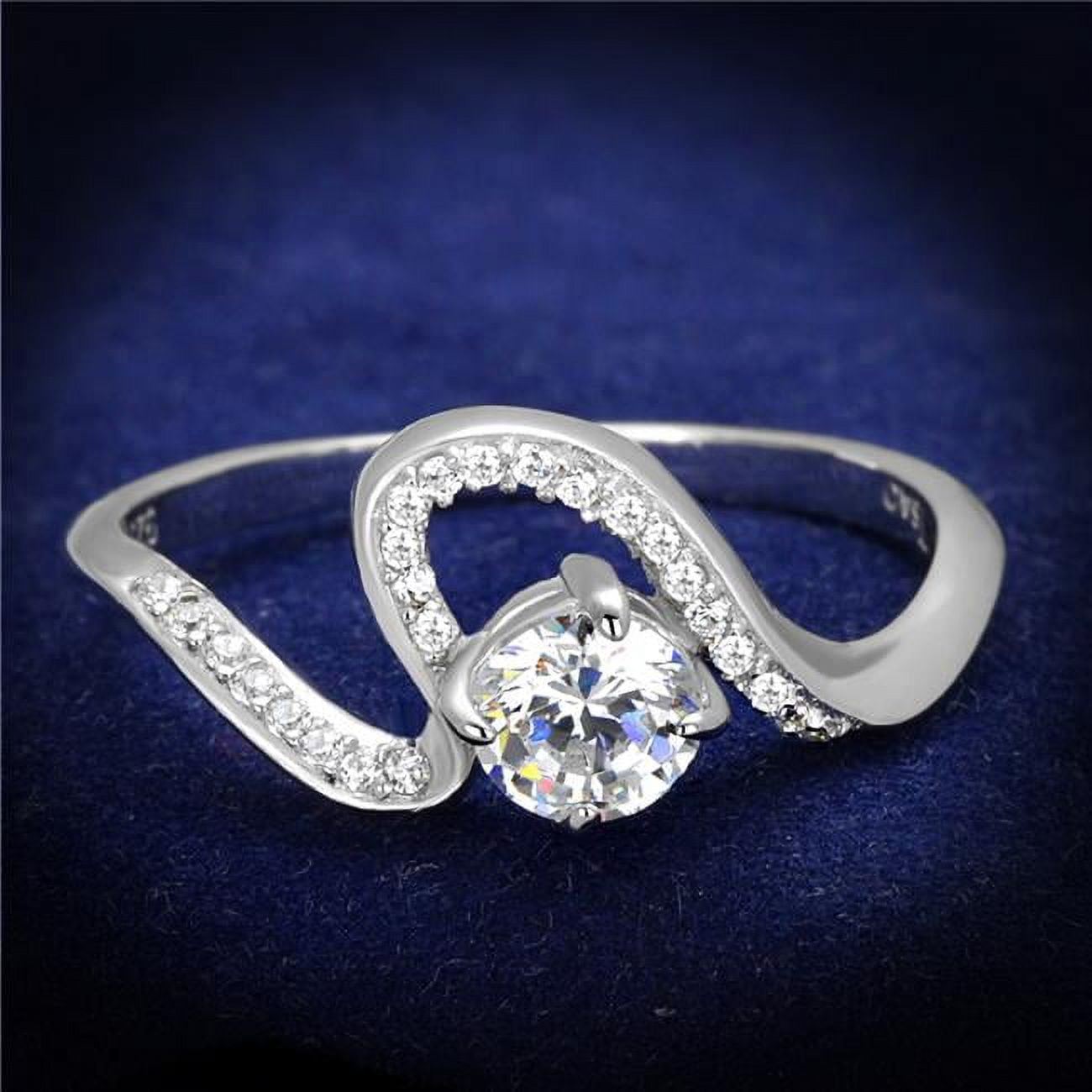 TS423-8 Women Rhodium 925 Sterling Silver Ring with AAA Grade CZ in Clear - Size 8