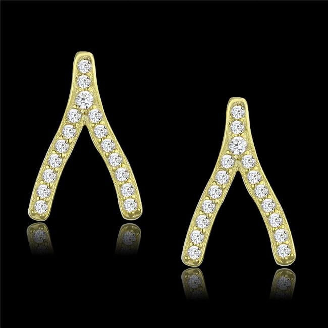 TS443 Women Gold 925 Sterling Silver Earrings with AAA Grade CZ in Clear