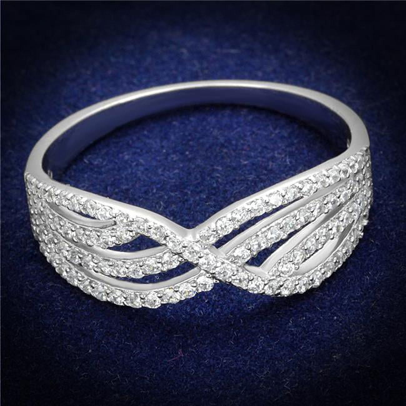 TS516-8 Women Rhodium 925 Sterling Silver Ring with AAA Grade CZ in Clear - Size 8