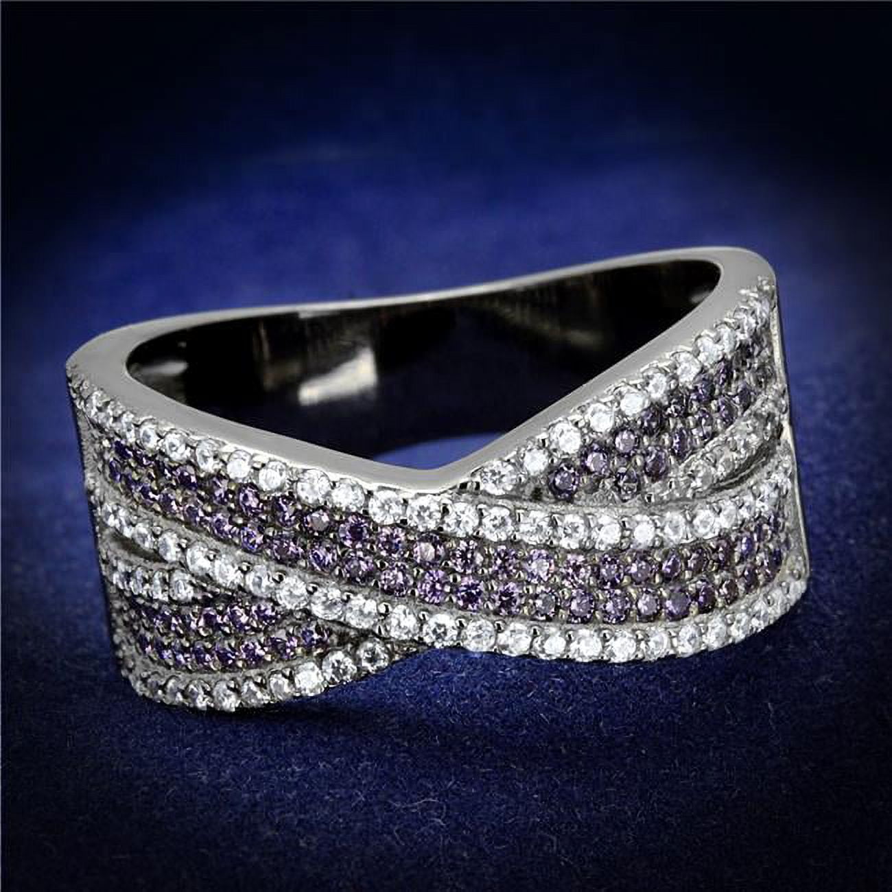 TS522-6 Women Ruthenium 925 Sterling Silver Ring with AAA Grade CZ in Amethyst - Size 6