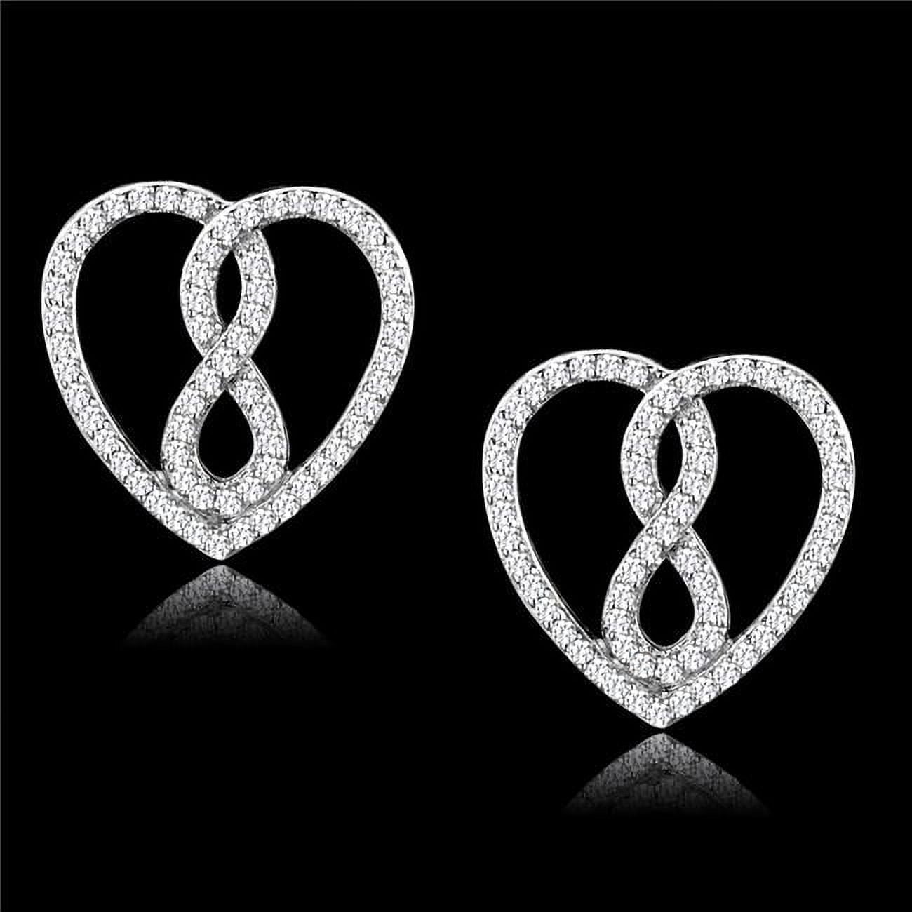 TS549 Women Rhodium 925 Sterling Silver Earrings with AAA Grade CZ in Clear