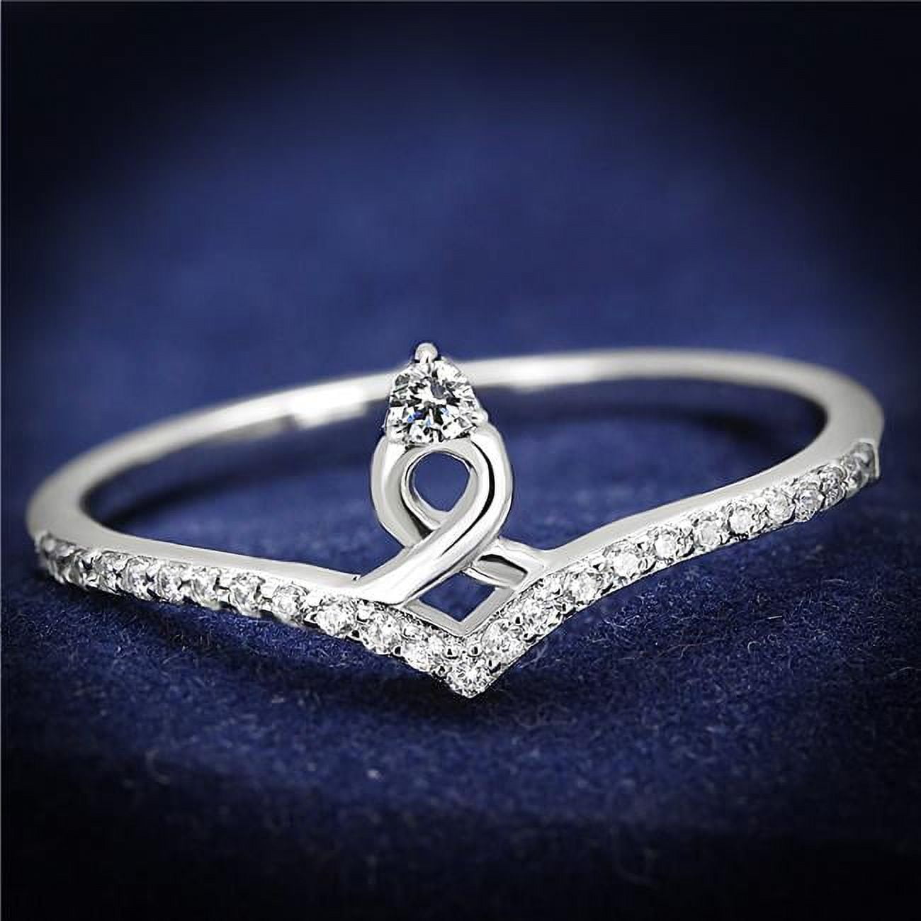 TS583-6 Women Rhodium 925 Sterling Silver Ring with AAA Grade CZ in Clear - Size 6