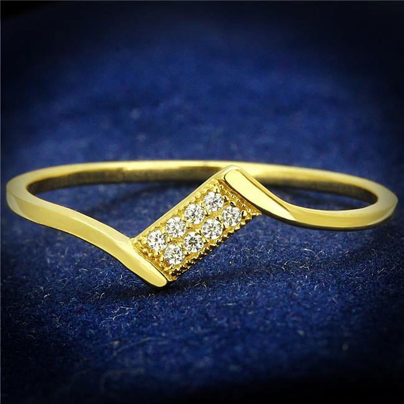 Women Gold 925 Sterling Silver Ring with AAA Grade CZ in Clear - Size 7