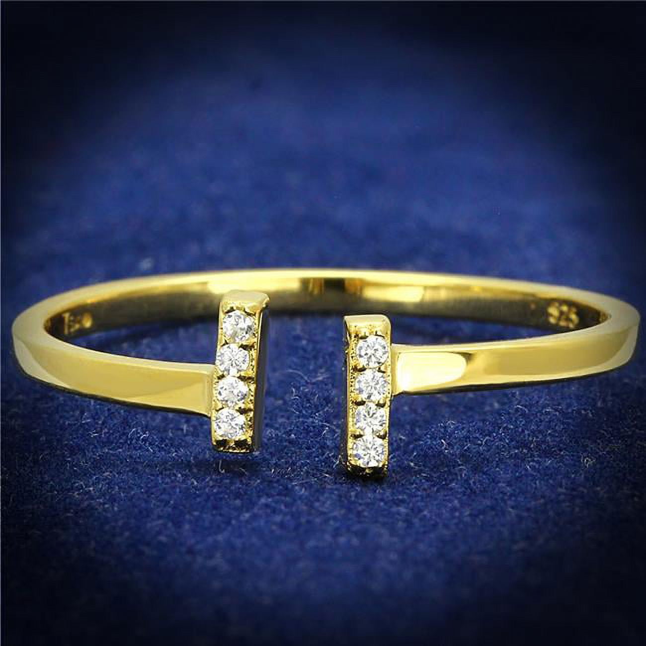Women Gold 925 Sterling Silver Ring with AAA Grade CZ in Clear - Size 8