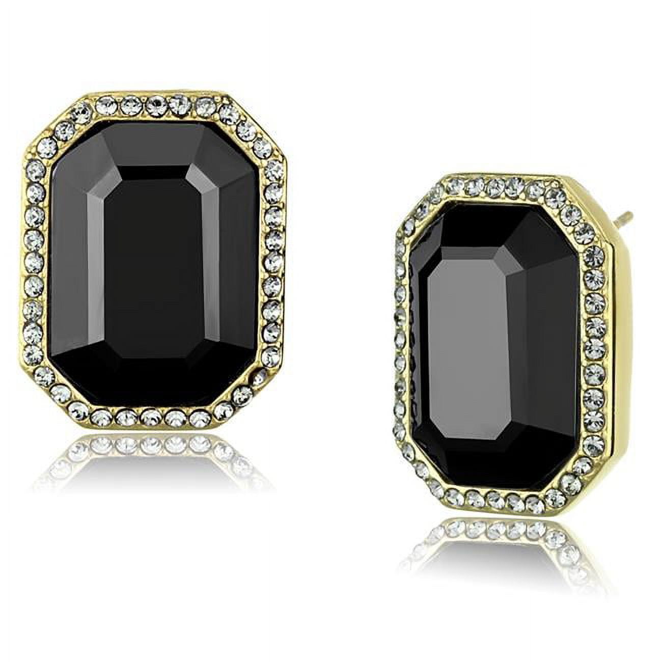Women IP Gold Stainless Steel Earrings with Top Grade Crystal in Hematite