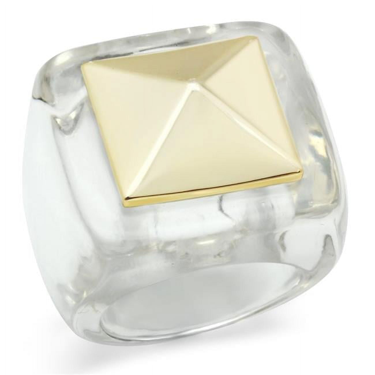 Women Gold Brass Ring with Synthetic in Clear - Size 8