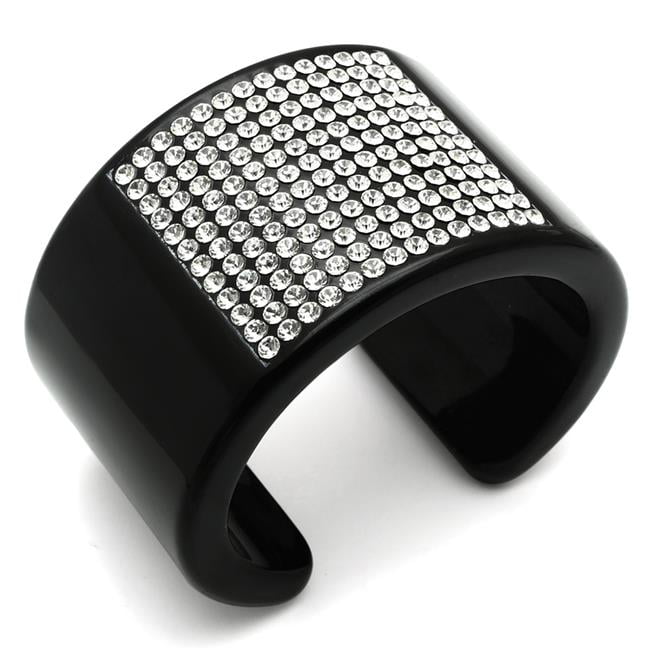 Women Resin Bangle with Top Grade Crystal in Clear - 5.5 in.