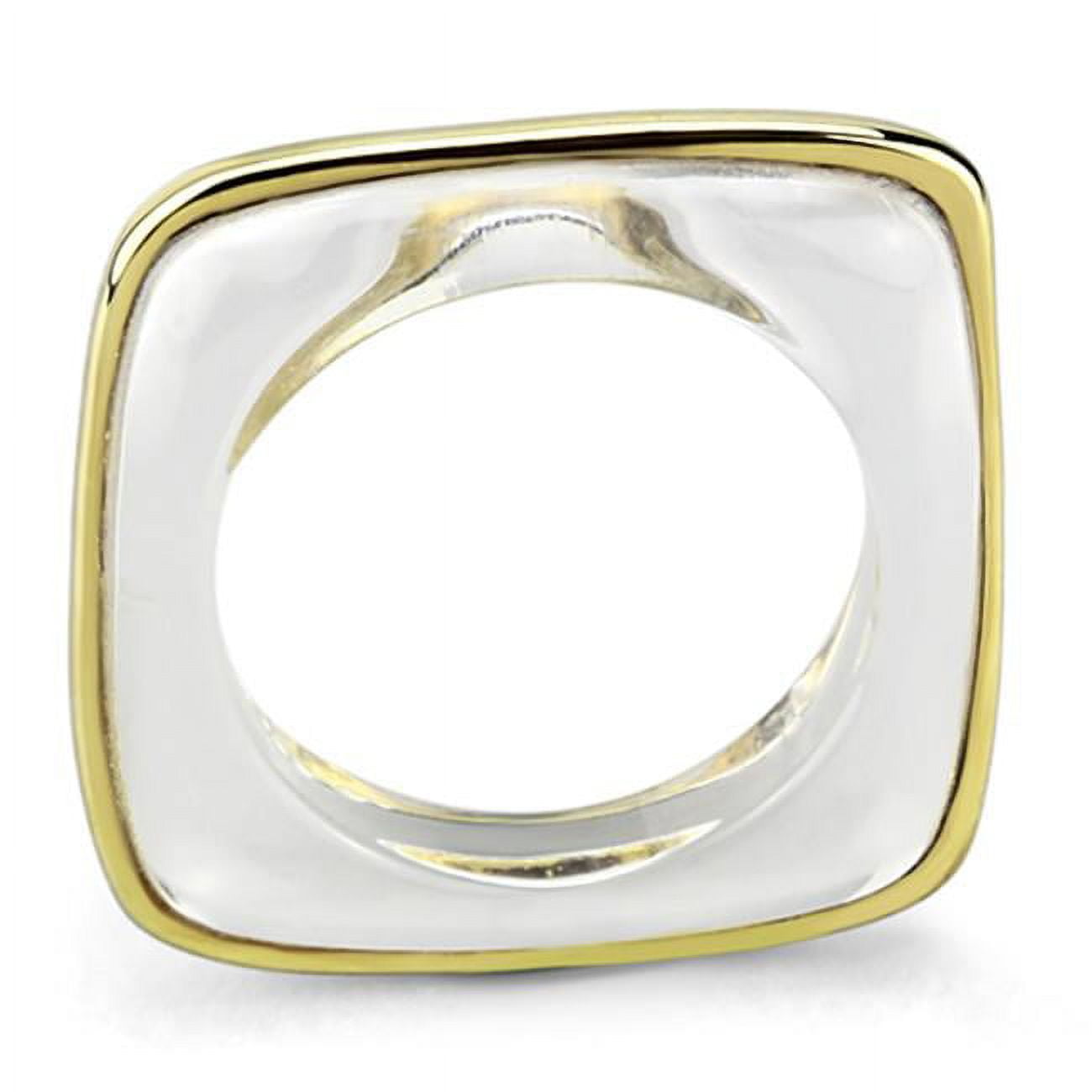 Women IP Gold Brass Ring with Synthetic in Clear - Size 9