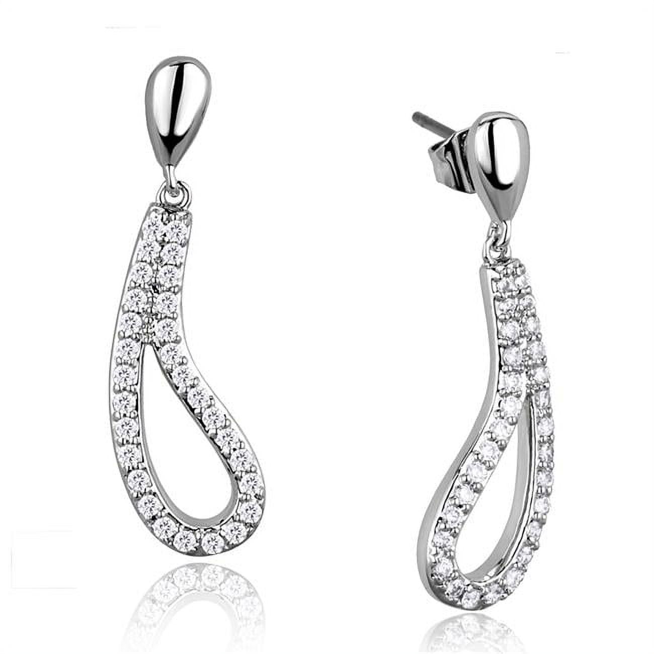 Picture of Alamode 3W1044 Women Rhodium Brass Earrings with AAA Grade CZ in Clear