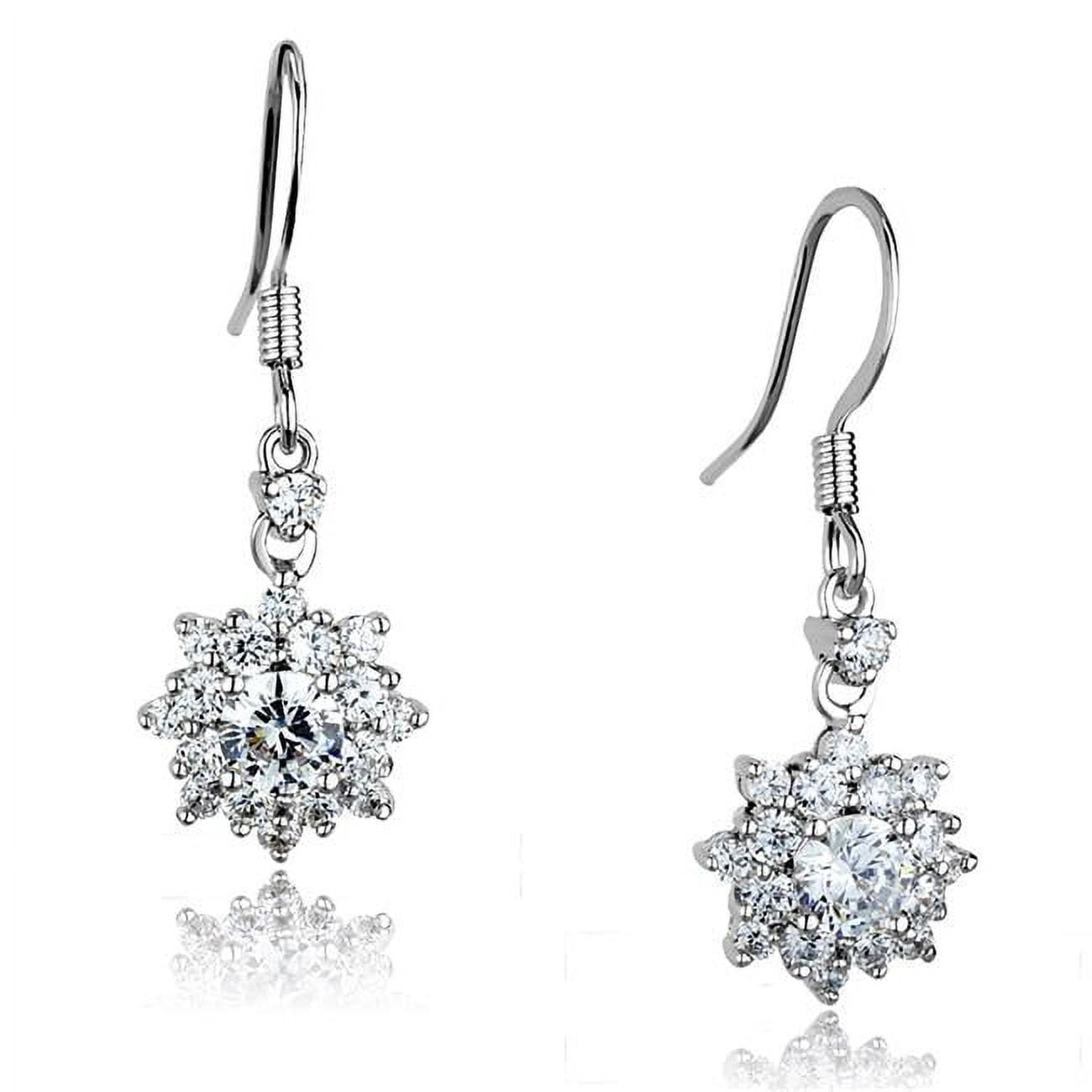Picture of Alamode 3W1054 Women Rhodium Brass Earrings with AAA Grade CZ in Clear