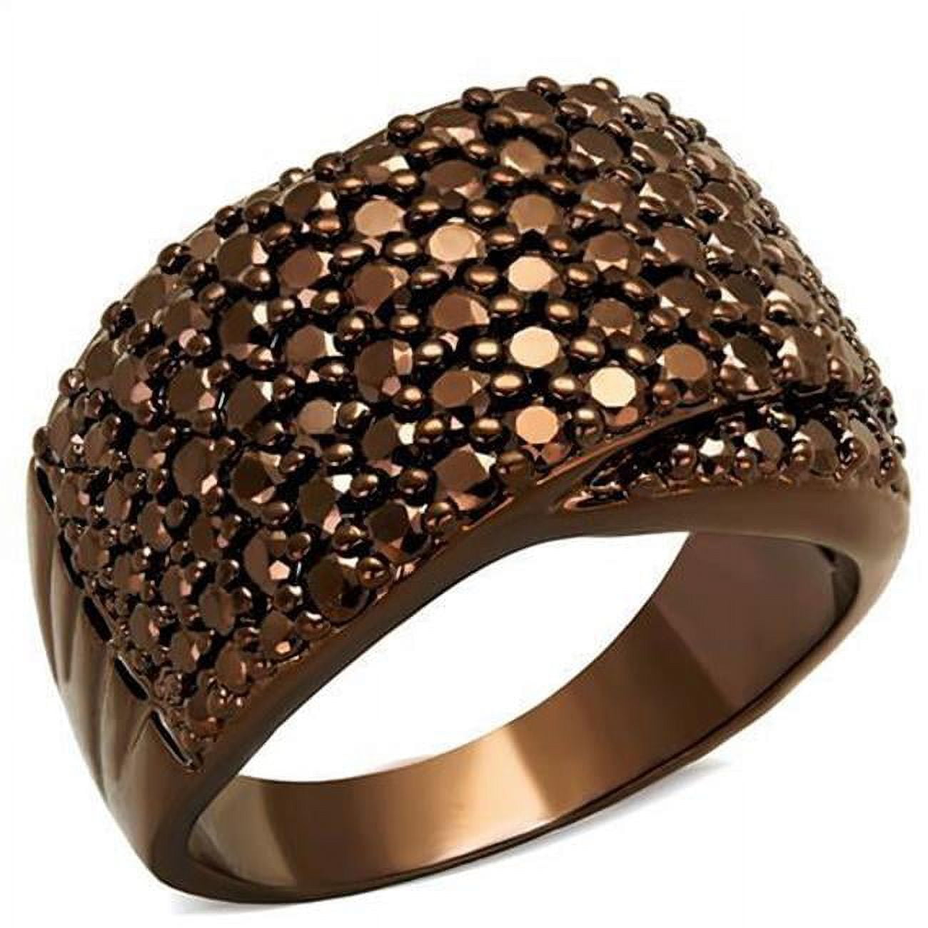 Women IP Coffee Light Brass Ring with AAA Grade CZ in Light Coffee - Size 8