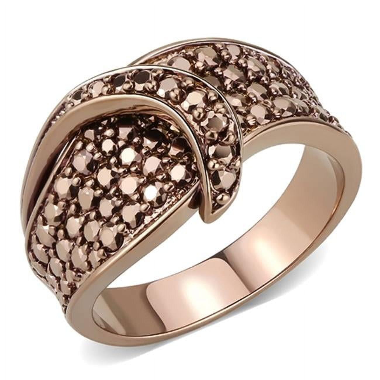 Women IP Coffee Light Brass Ring with AAA Grade CZ in Light Coffee - Size 6