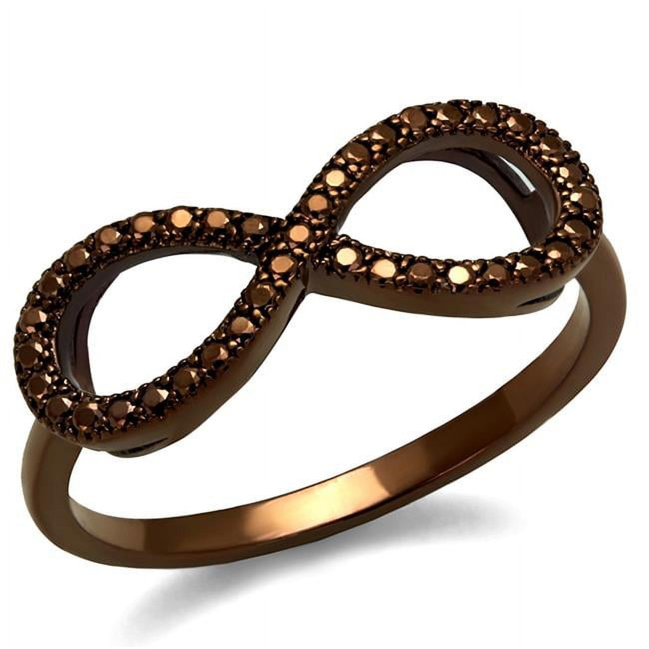 Women IP Coffee Light Brass Ring with AAA Grade CZ in Light Coffee - Size 5