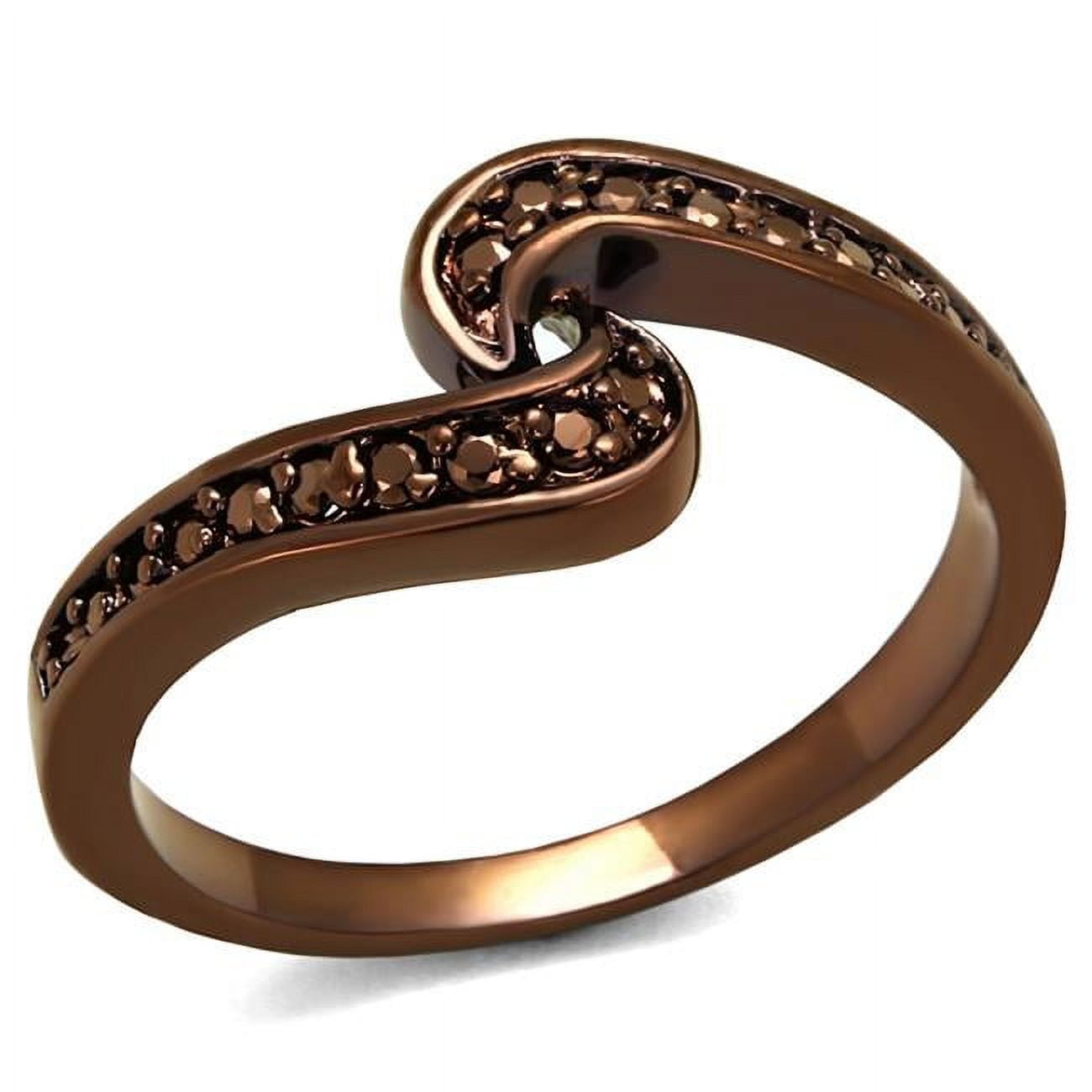 Women IP Coffee Light Brass Ring with AAA Grade CZ in Light Coffee - Size 9