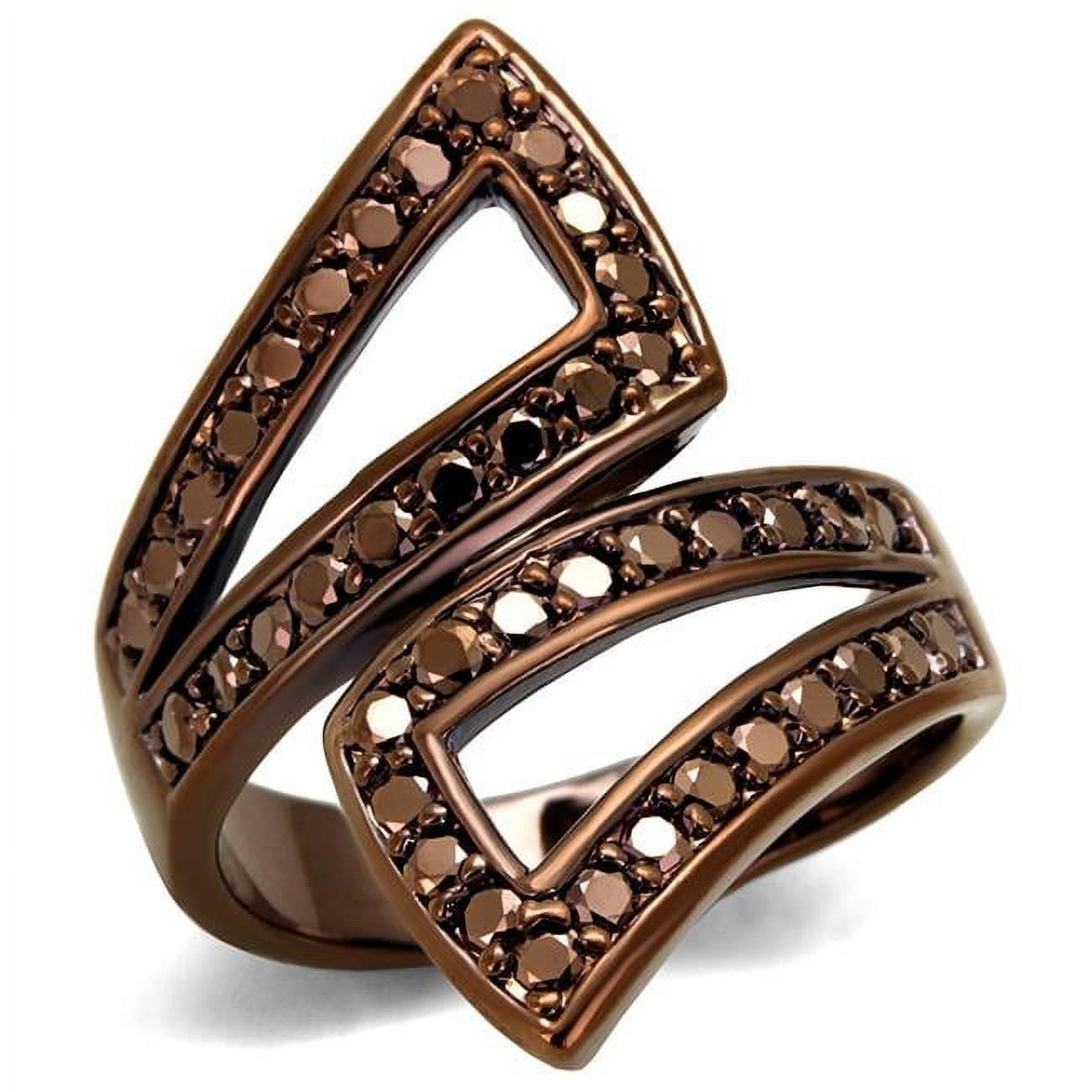 Women IP Coffee Light Brass Ring with AAA Grade CZ in Light Coffee - Size 8
