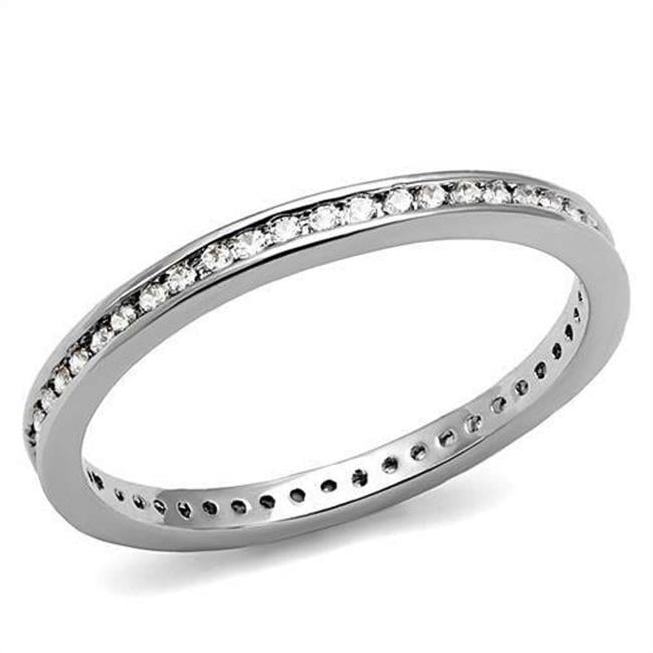 Women Rhodium Brass Ring with AAA Grade CZ in Clear - Size 7