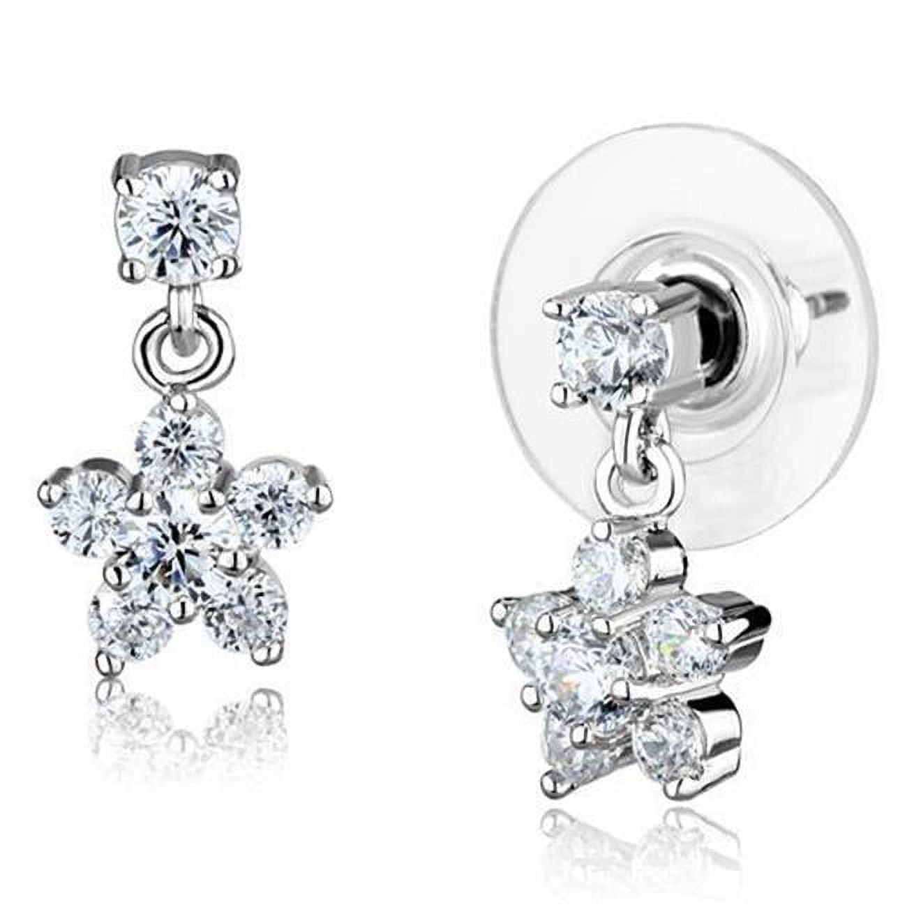 Picture of Alamode 3W1284 Women Rhodium Brass Earrings with AAA Grade CZ in Clear