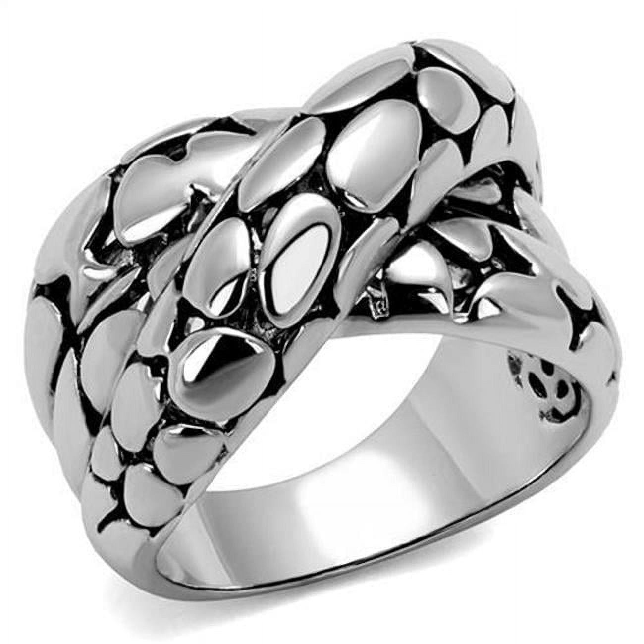 Picture of Alamode 3W1308-5 Women Rhodium Brass Ring with Epoxy in Jet - Size 5