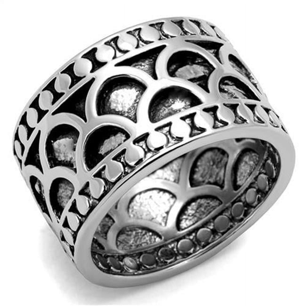 Picture of Alamode 3W1309-7 Women Rhodium Brass Ring with Epoxy in Jet - Size 7