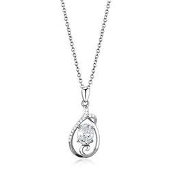 Picture of Alamode 3W1375-16Plus2 Women Rhodium 925 Sterling Silver Chain Pendant with AAA Grade CZ in Clear - 16 & 2 in.