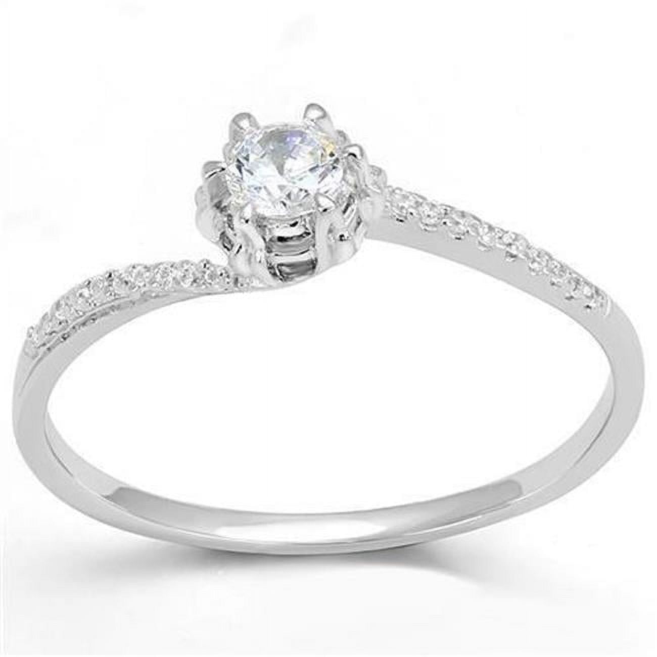 3W1392-8 Women Rhodium 925 Sterling Silver Ring with AAA Grade CZ in Clear - Size 8