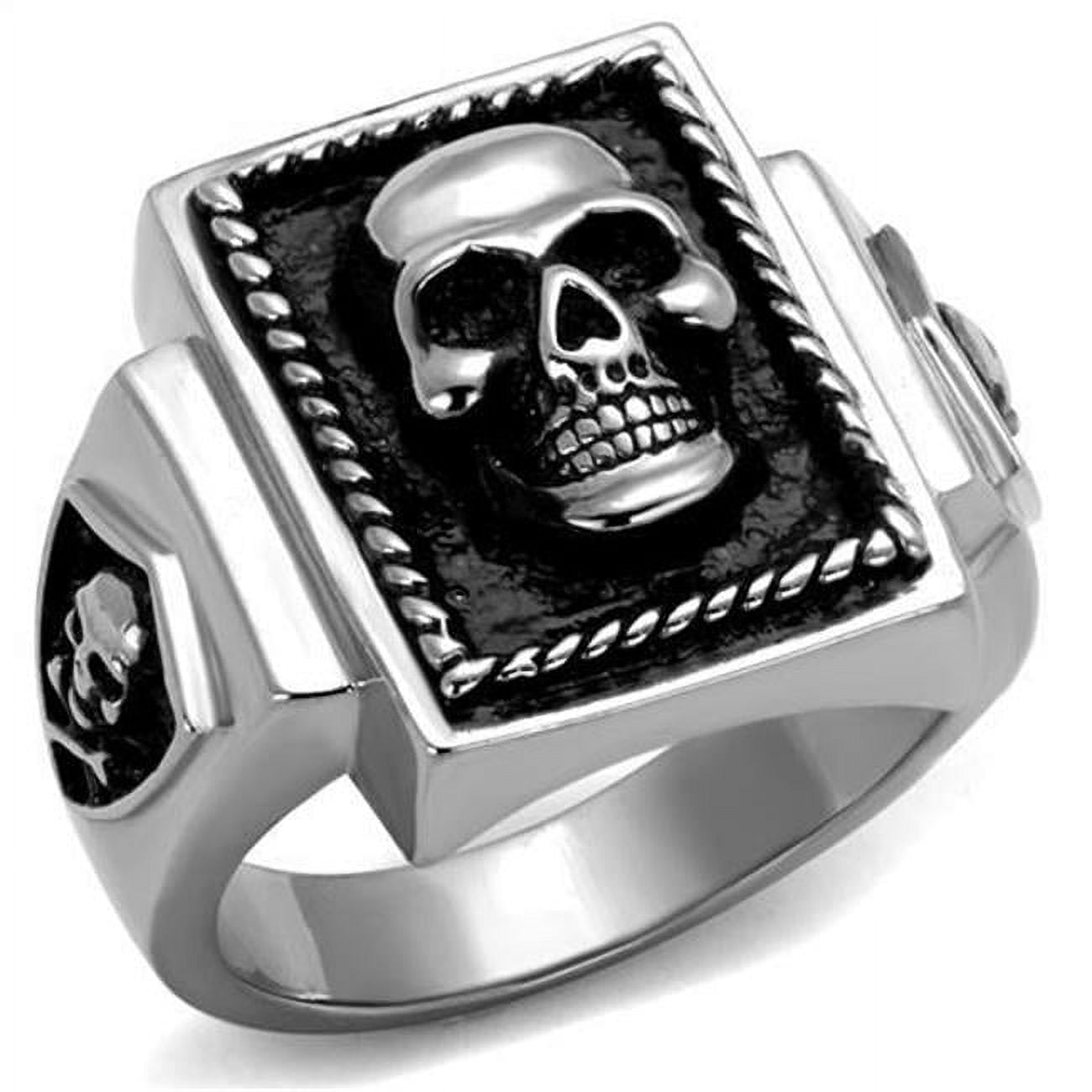 Men High Polished Stainless Steel Ring with Epoxy in Jet - Size 10