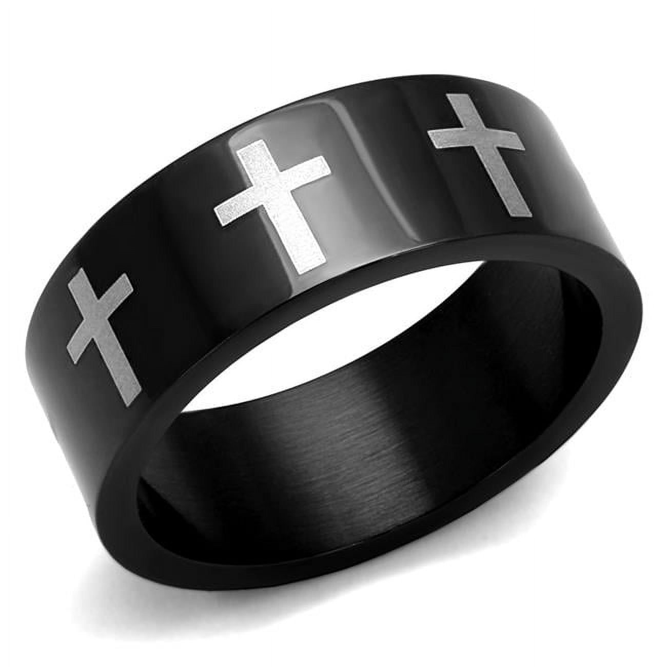 Men Two-Tone IP Black Stainless Steel Ring with No Stone in No Stone - Size 8