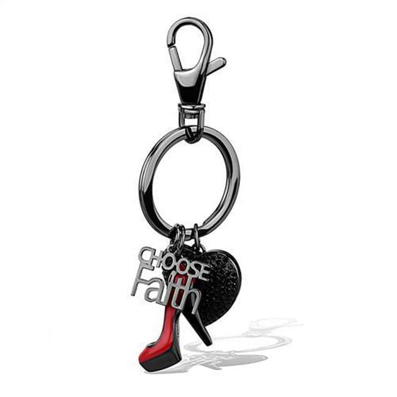 Picture of Alamode TK2795 Women IP Light Black Stainless Steel Key Ring with Top Grade Crystal in Jet