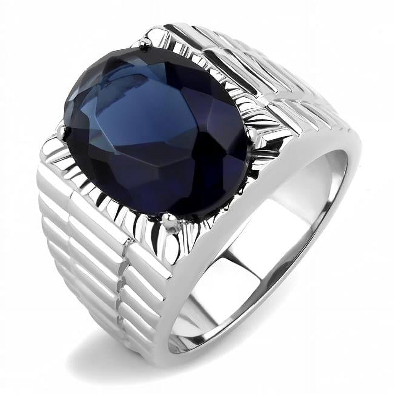 TK3461-9 Men High Polished Stainless Steel Ring with Synthetic in Montana - Size 9